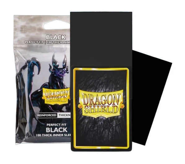 Dragon Shield Sleeves: Perfect Fit Standard- Thick Inner Sleeves- Black (100 ct.)