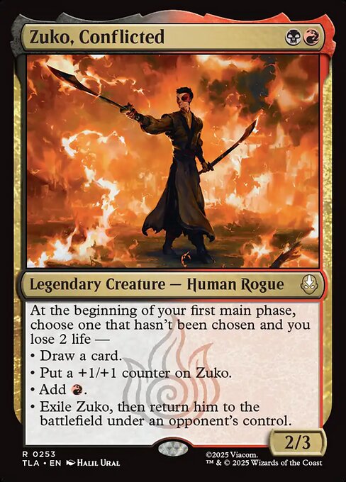 Zuko, Conflicted - Magic: The Gathering TLA #253