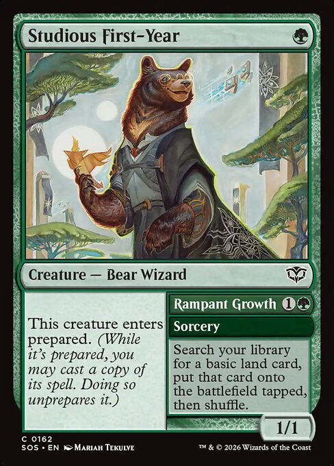 Studious First-Year // Rampant Growth - Magic: The Gathering SOS #162