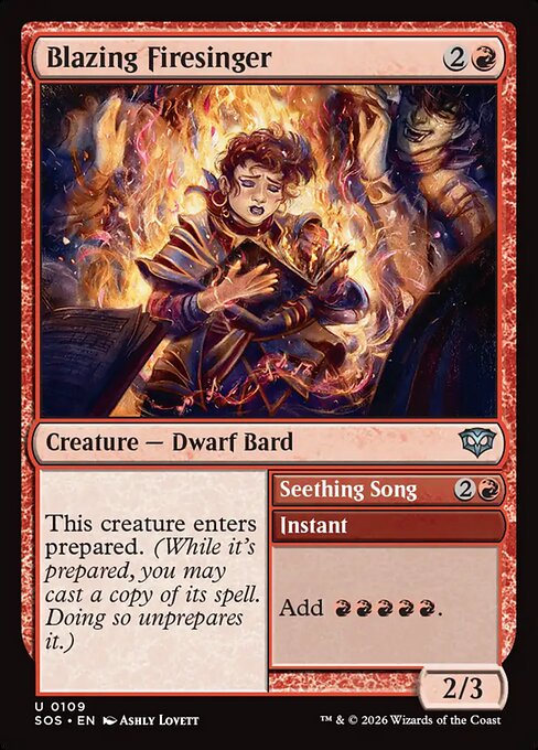 Blazing Firesinger // Seething Song - Magic: The Gathering SOS #109