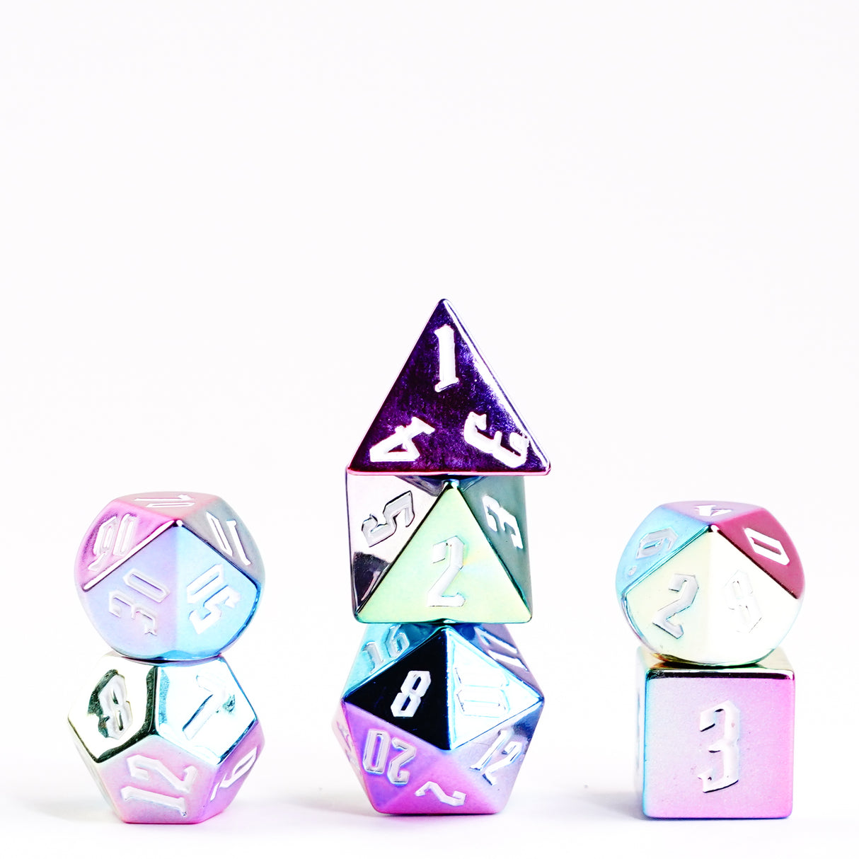 16mm Aluminum Plated Acrylic Poly Dice Set