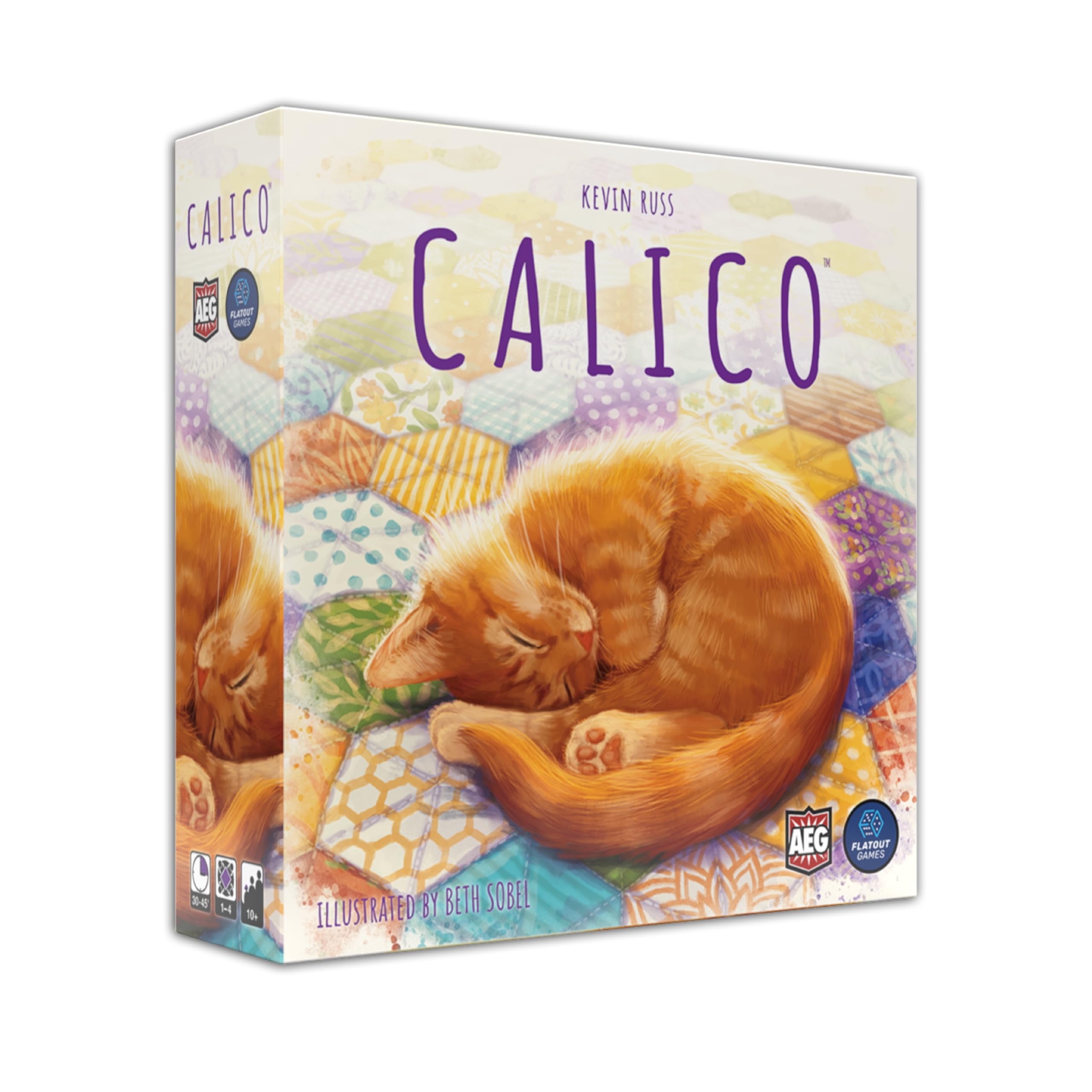 Board game box for 'Calico' with colorful artwork and text.