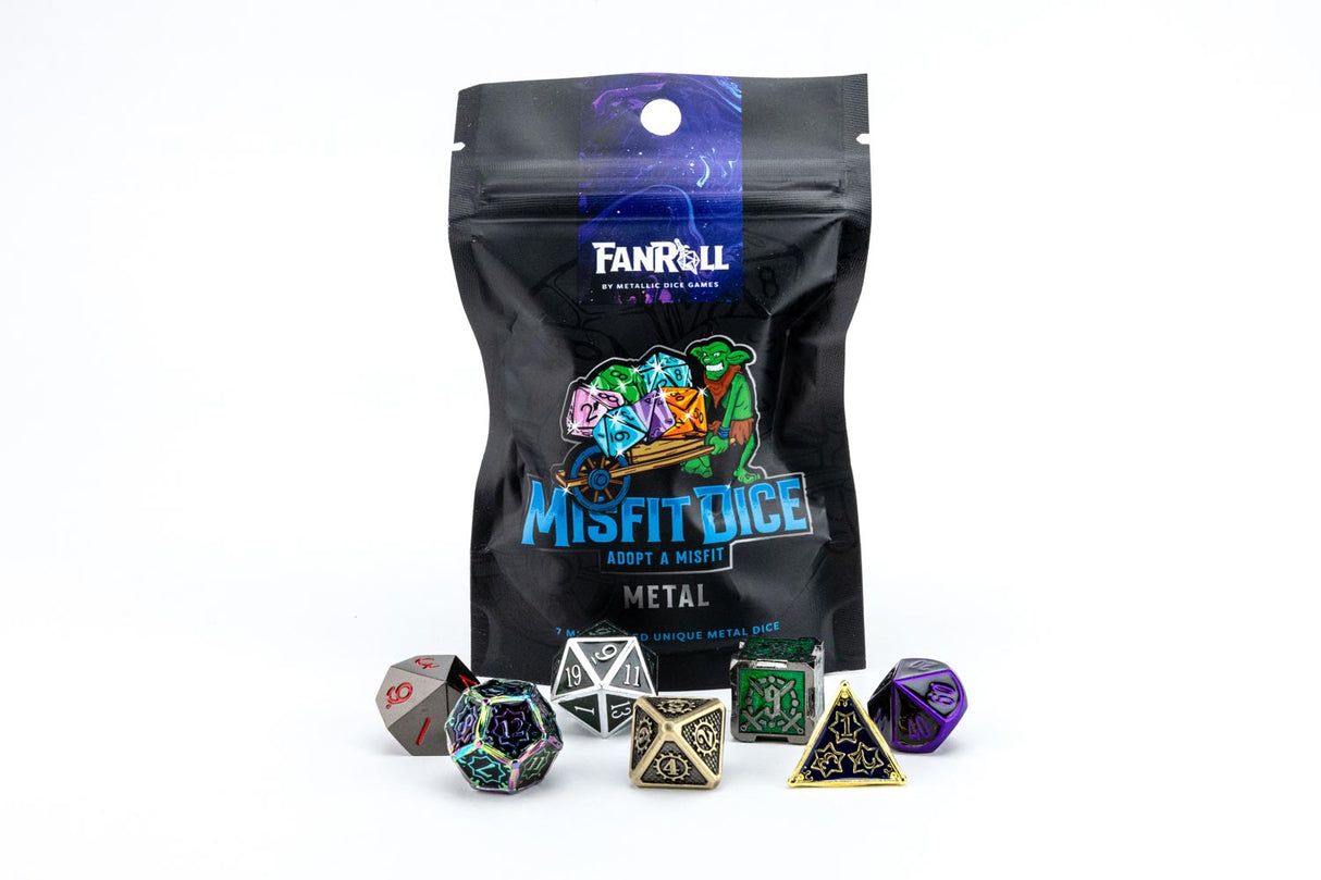 Adopt a Misfit Metal Dice Set 16mm Polyhedral Dice Set