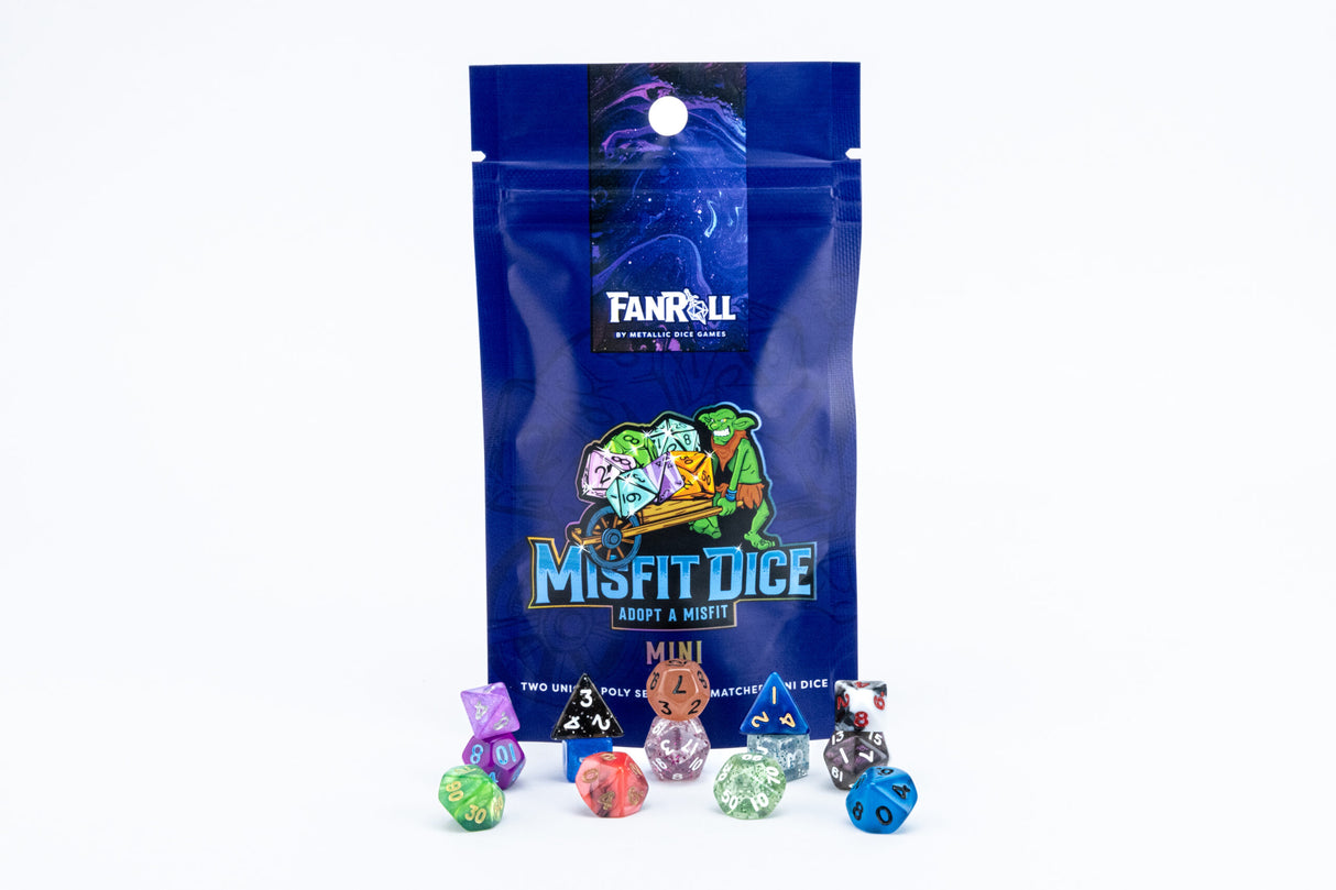 Mystery Misfit Mini Polyhedral Dice (Single Pack with 2 Full Sets)