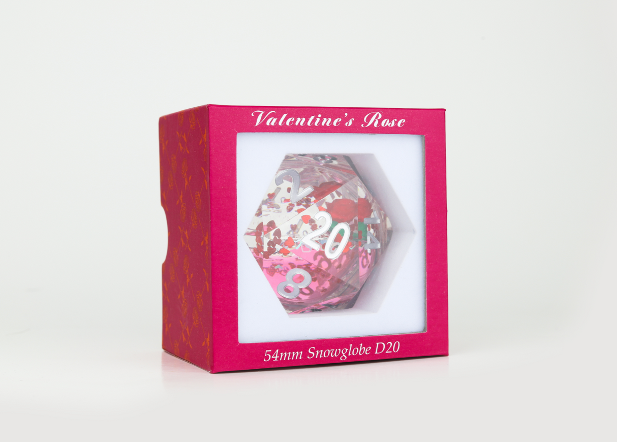 Sirius Dice - 54MM D20 Snowglobe - Valentine Rose