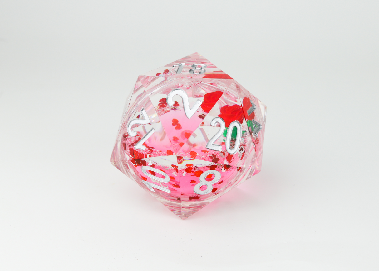 Sirius Dice - 54MM D20 Snowglobe - Valentine Rose