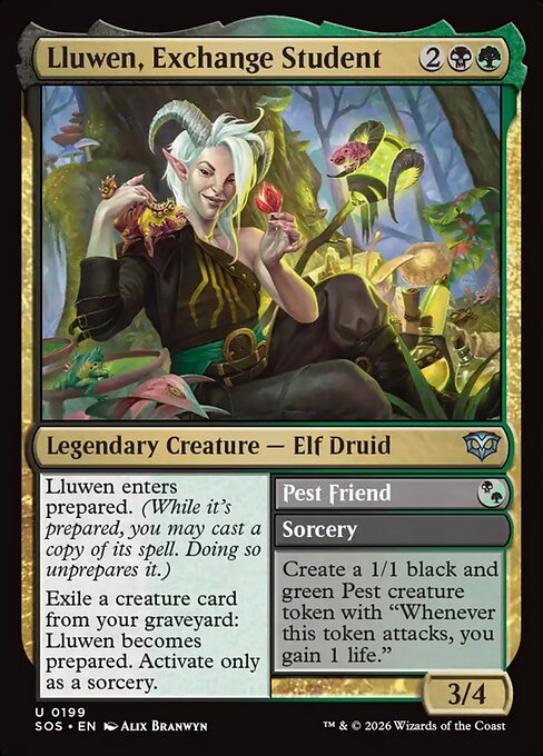 Lluwen, Exchange Student // Pest Friend - Magic: The Gathering SOS #199