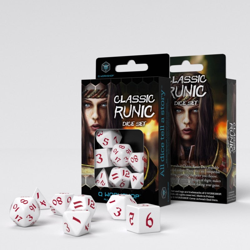 Classic Runic Dice Set - White & Red