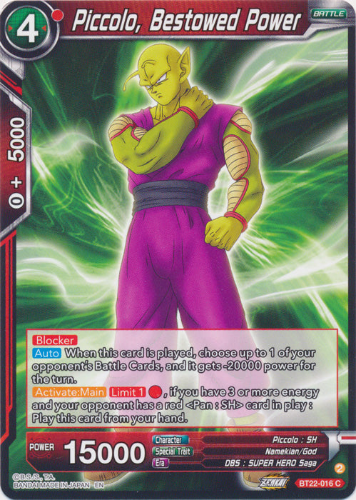 Piccolo, Bestowed Power - BT22-016