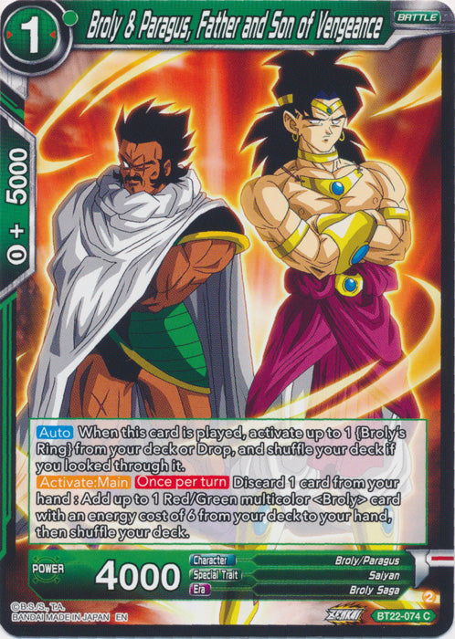 Broly & Paragus, Father and Son of Vengeance - BT22-074