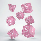 Elvish Dice Set: Shimmering Pink/White