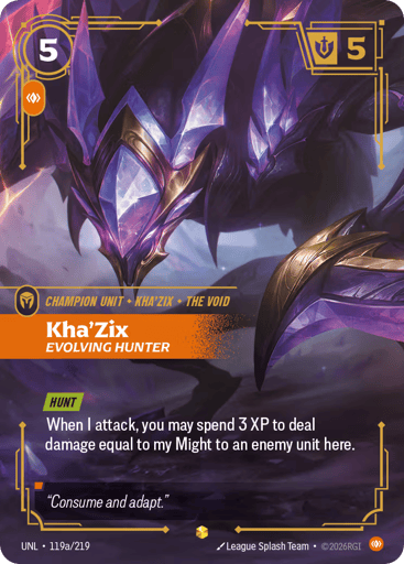Kha'zix, Evolving Hunter - Riftbound TCG UNL #119a