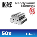 Green Stuff World - Neodymium Magnets 2x1mm - 50 units (N52)